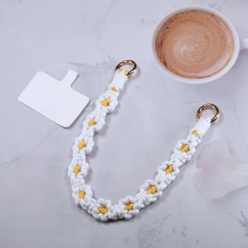 小花朵編織×手機腕帶掛繩×白黃.avif