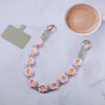 小花朵編織×手機腕帶掛繩×灰粉.avif