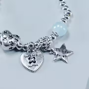 酷銀愛心星星×彈性繩手鍊