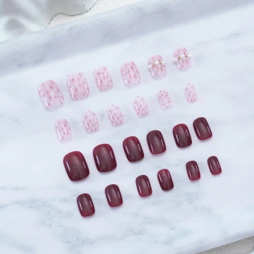 朱槿磚紅璀金亮面×穿戴式手指甲片×二十四入 .avif