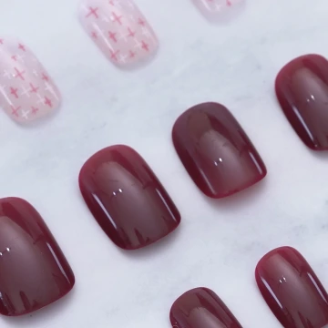 朱槿磚紅璀金亮面×穿戴式手指甲片×二十四入 .avif