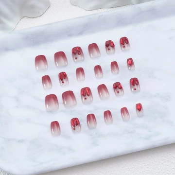 朱槿磚紅璀金亮面×穿戴式手指甲片×二十四入 .avif