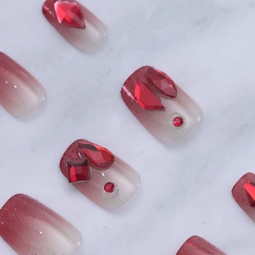 朱槿磚紅璀金亮面×穿戴式手指甲片×二十四入 .avif