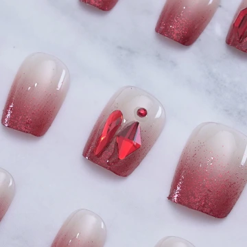 朱槿磚紅璀金亮面×穿戴式手指甲片×二十四入 .avif