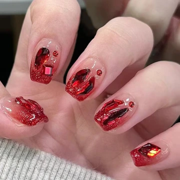 朱槿磚紅璀金亮面×穿戴式手指甲片×二十四入 .avif