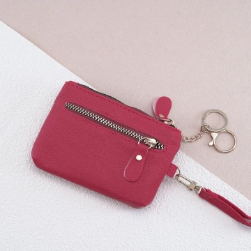 皮革多層鑰匙扣×手拿零錢包×紅色.avif