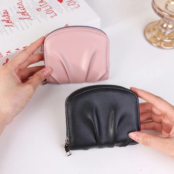 簡約抓皺感×拉鍊零錢包×粉紅.avif