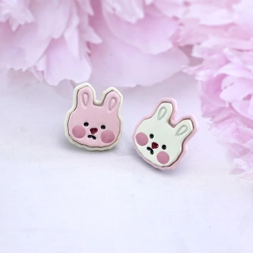 愛心棉花糖兔兔藍花×不對稱吊墜耳環.avif