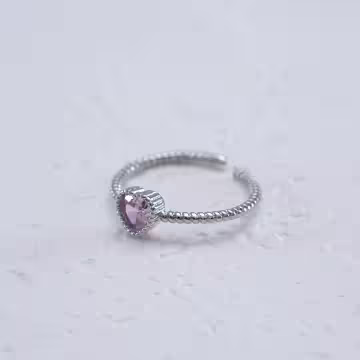 925銀飾×粉紅愛心×開口戒指