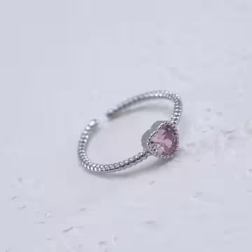 925銀飾×粉紅愛心×開口戒指