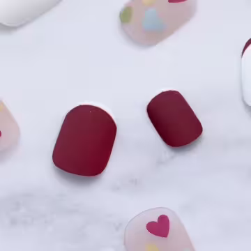 法式紅白愛心亮面×穿戴式手指甲片×二十四入