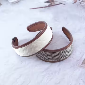 皮質包邊千鳥紋×髮箍造型×共二色
