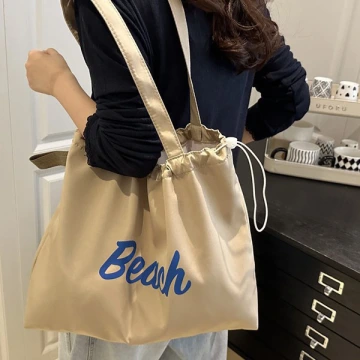 尼龍字母沙灘包×肩背包×白色.avif