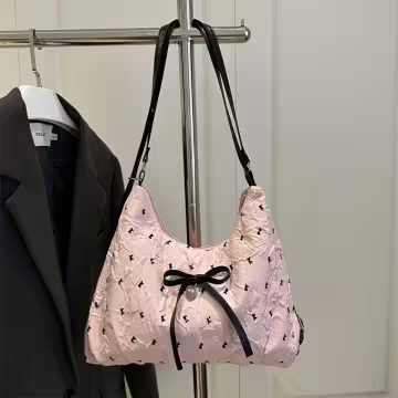 甜心蝴蝶結抓皺感×變形後背包×粉紅