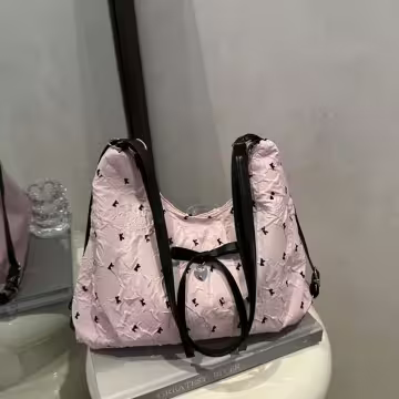 甜心蝴蝶結抓皺感×變形後背包×粉紅