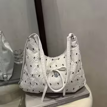 甜心蝴蝶結抓皺感×變形後背包×白色