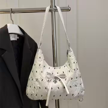 甜心蝴蝶結抓皺感×變形後背包×白色