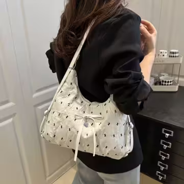 甜心蝴蝶結抓皺感×變形後背包×白色