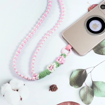 兩朵撞色小花×手機單勾掛脖吊繩×紅綠.avif