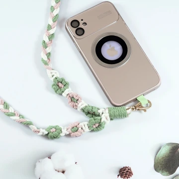 兩朵撞色小花×手機單勾掛脖吊繩×紅綠.avif