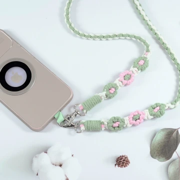 兩朵撞色小花×手機單勾掛脖吊繩×紅綠.avif