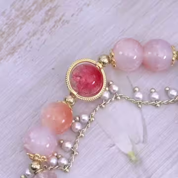 橘紅流蘇碎珍珠×固定式串珠手鍊