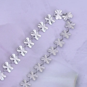 316鋼飾×四葉草壓花紋 ×手鍊×銀色.avif