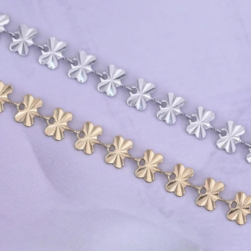 316鋼飾×四葉草壓花紋 ×手鍊×金色.avif