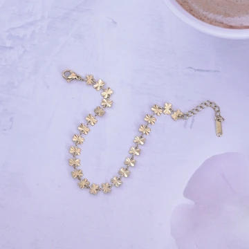 316鋼飾×四葉草壓花紋 ×手鍊×金色.avif