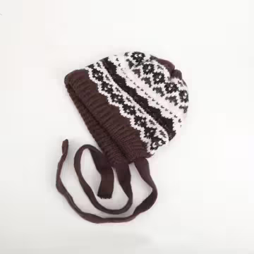 費爾島毛線格紋×毛帽×棕咖