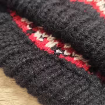 費爾島毛線格紋×毛帽×黑紅