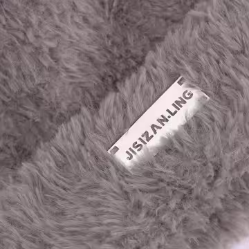 金屬標牌仿貂毛×毛帽×棕咖