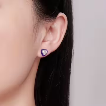 紫心晶鑽×轉珠耳環