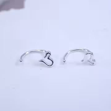 925銀針×線條愛心×耳勾