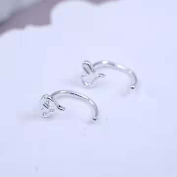 925銀針×線條愛心×耳勾