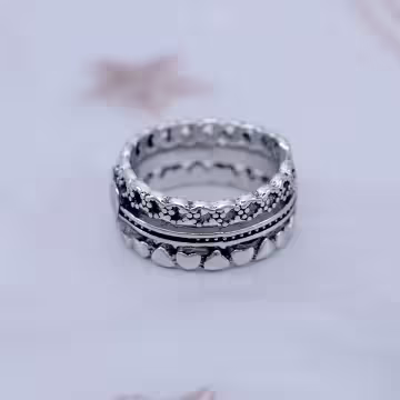 復古寬版愛心×開口戒指