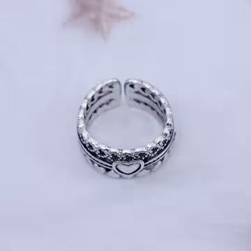 復古寬版愛心×開口戒指