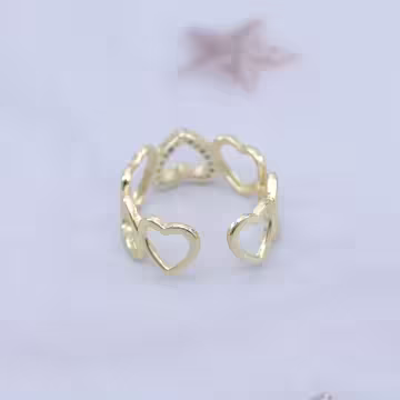 愛心排列鏤空晶鑽×開口戒指