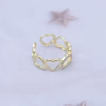 愛心排列鏤空晶鑽×開口戒指