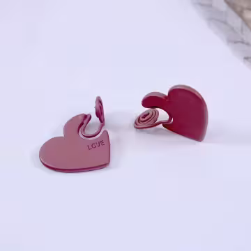 LOVE霧質紅心×蚊香盤U型耳夾