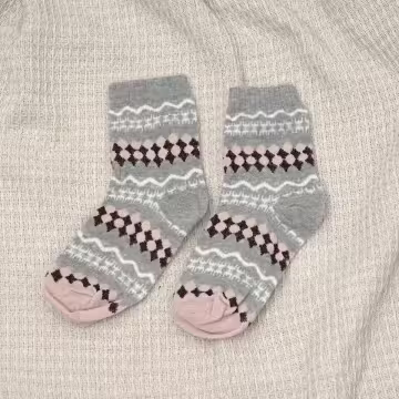 粉灰少女心×中筒襪×三雙套件襪子組