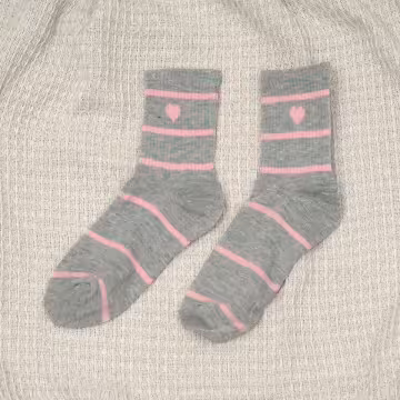 粉灰少女心×中筒襪×三雙套件襪子組