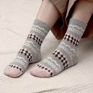 粉灰少女心×中筒襪×三雙套件襪子組