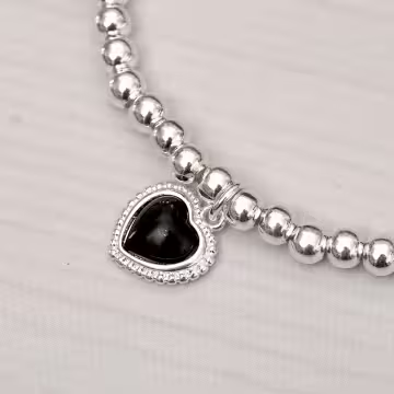 925銀飾×極簡黑愛心×串珠手環