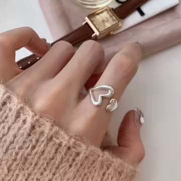 925銀飾×此心彼心×開口戒指