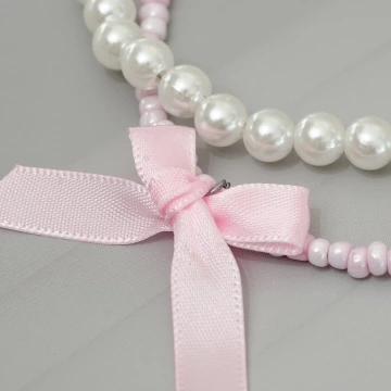 芭蕾風蝴蝶結珍珠&times;雙層手機腕帶掛繩&times;粉色.avif