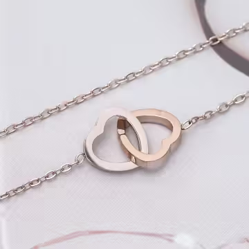 316鋼飾×心心相印×鎖骨項鍊×玫瑰金