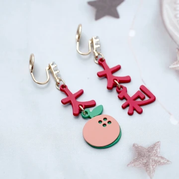福字紅領結&times;吊墜耳扣.avif