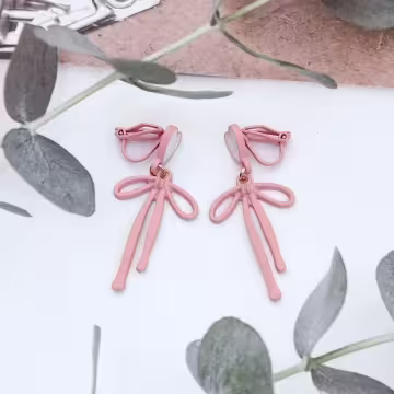 愛心粉紅蝴蝶領結×三角耳夾