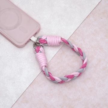 三色麻花辮&times;手機腕帶掛繩&times;粉紅灰.avif